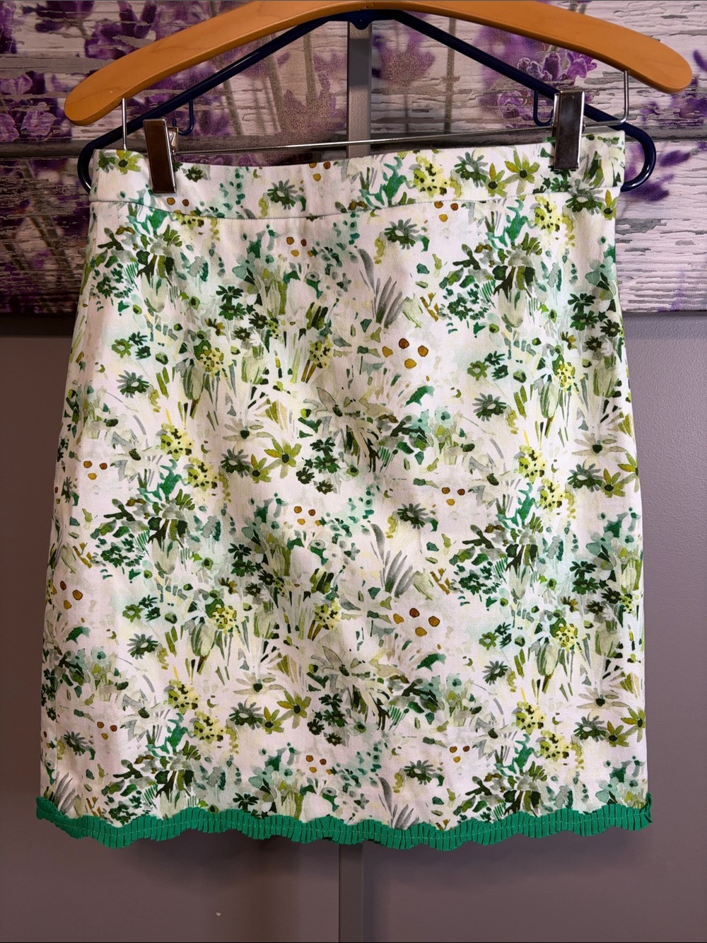 Women’s Etcetera Floral Green Print A-Line Skirt NWT Size 2